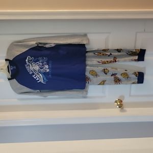 Dex lazy bones blue and gray pajama set 2 piece xl/14